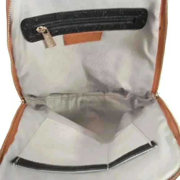 Valentina Convertible Backpack Sling Crossbody Shoulder Bag Black Tan Leather - Picture 6 of 6